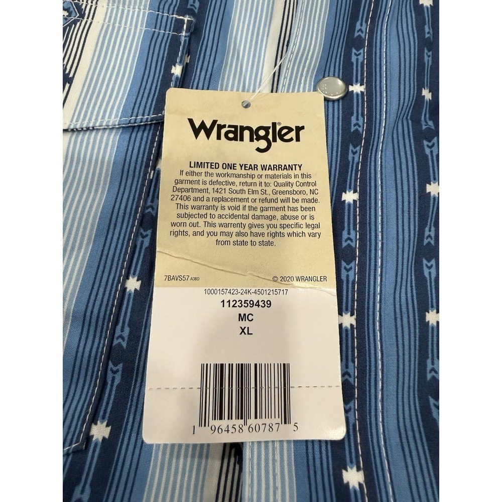 Wrangler Western Shirt Mens XL Pearl Snap Long Sleeve Striped NWT - Picture 3 of 11